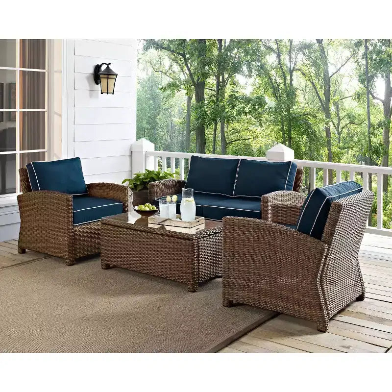 Set da conversazione da esterno in vimini, 4 pezzi, Bradenton - Crosley