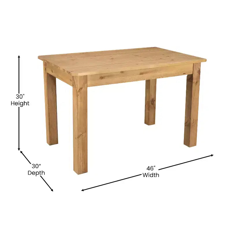 Flash Furniture 46 x 30 Rectangular Solid Pine Farm Dining Table