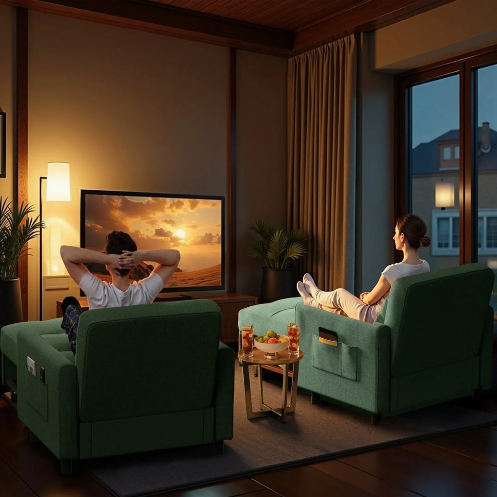 3-in-1-Schlafsofa mit verstellbarer Rückenlehne, ausziehbarer Sessel, umwandelbares Klappbett fürs Wohnzimmer