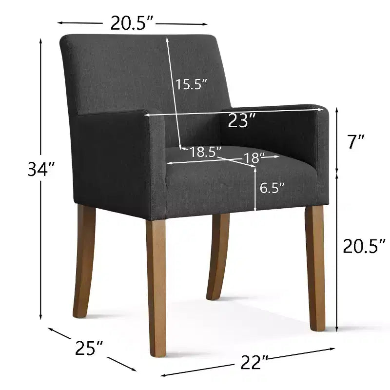 Set of 6 Upholstered Dining Chairs with Arms, Modern Linen Armchairs with Wooden Legs, Accent Chairs for Dining Room, Living Room - Panipeachy