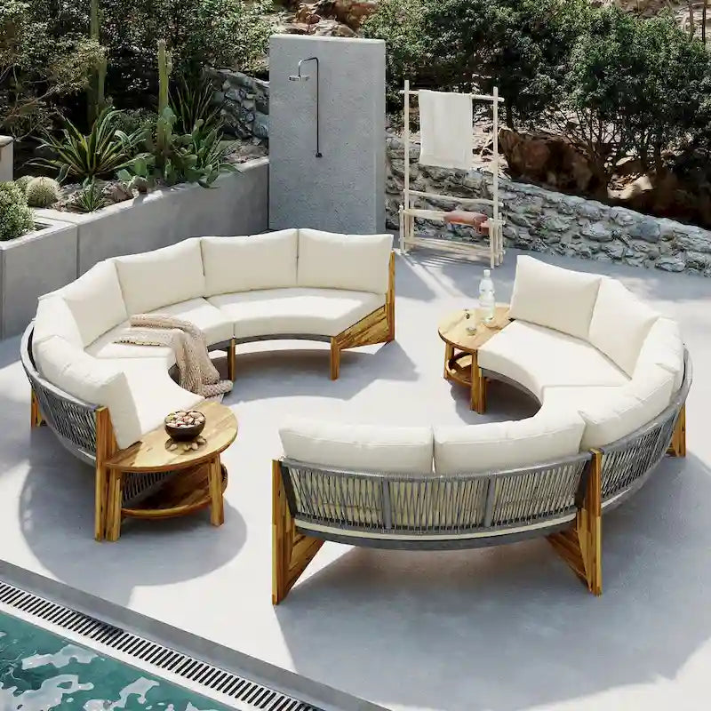 Ensemble de salon extérieur pour 6 personnes avec coussins et 1 table basse