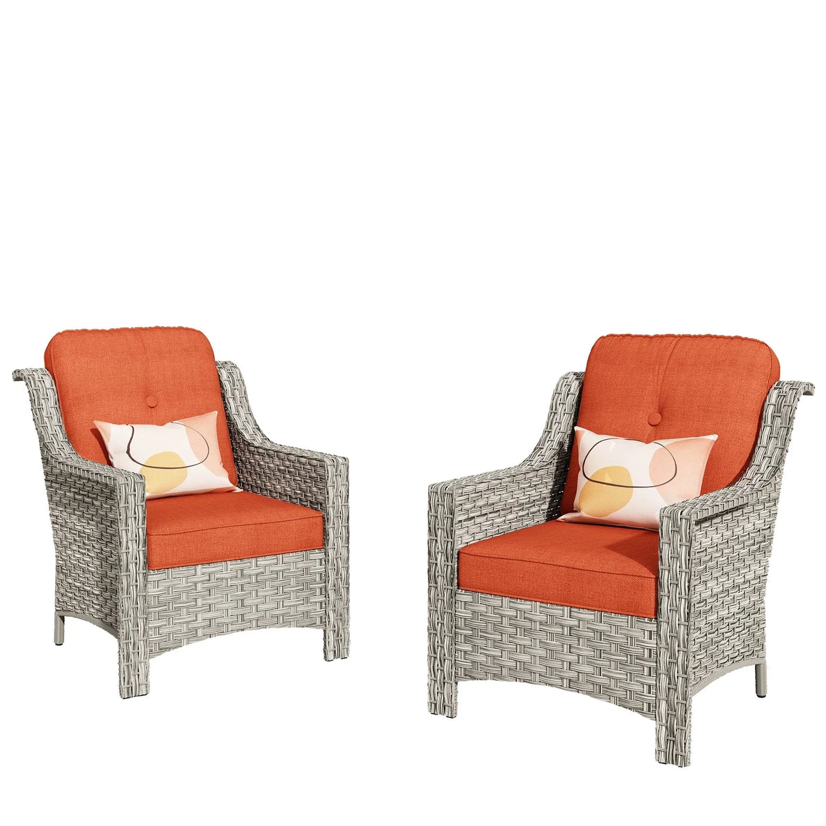 HOOOWOOO 2-delige tuinset met stoelen met hoge rugleuning van vlechtwerk en rotan