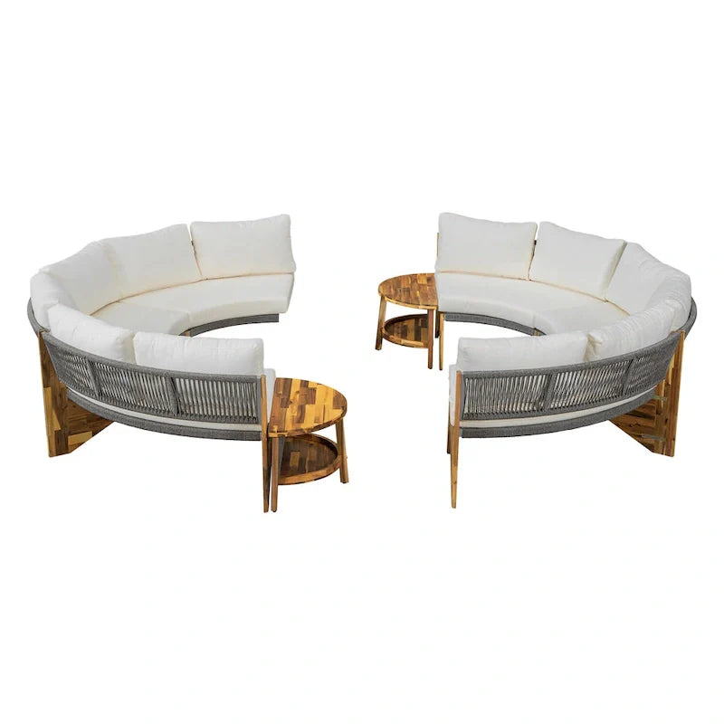 Ensemble de salon extérieur pour 6 personnes avec coussins et 1 table basse