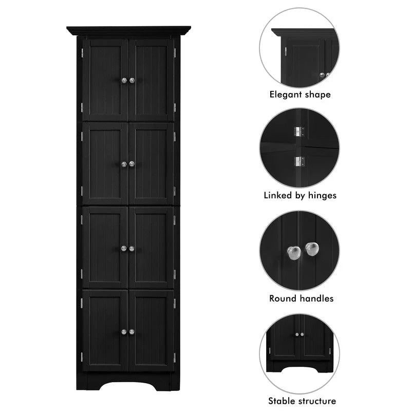 Tall Corner Storage Cabinet with 8 Doors and 4 Shelves