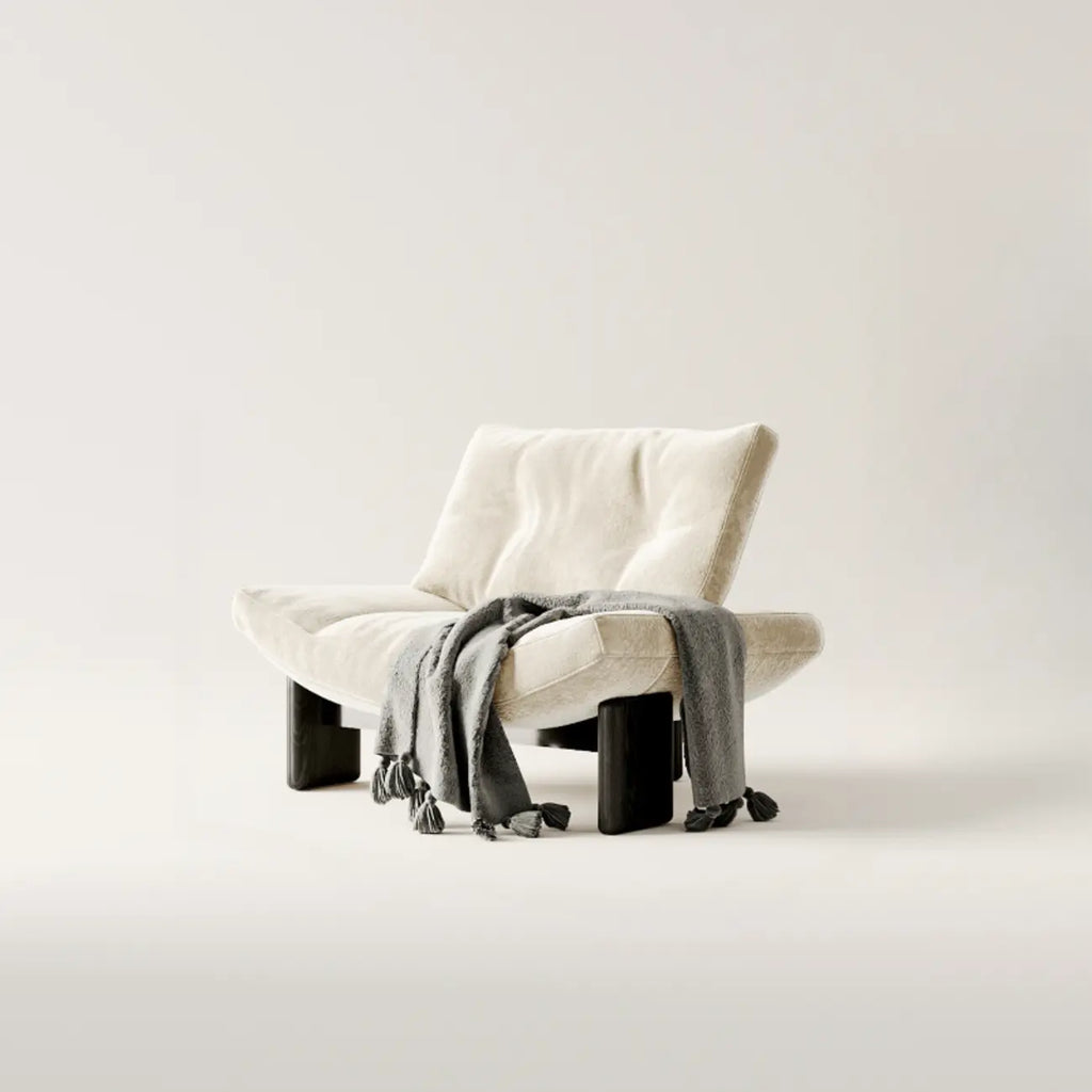 Contemporary Black Tufted Armless Chenille Accent Chair