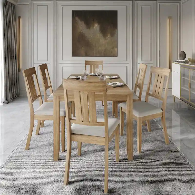 Set da pranzo in legno classico CraftPorch da 7 pezzi