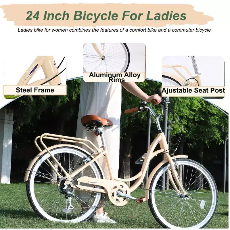 Zeus & Ruta 24-Inch Ladies' Bicycle with 7-Speed and Steel Frame