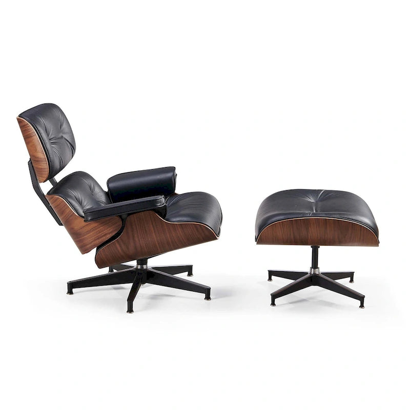 Fauteuil inclinable de salon moderne en cuir, style milieu du siècle