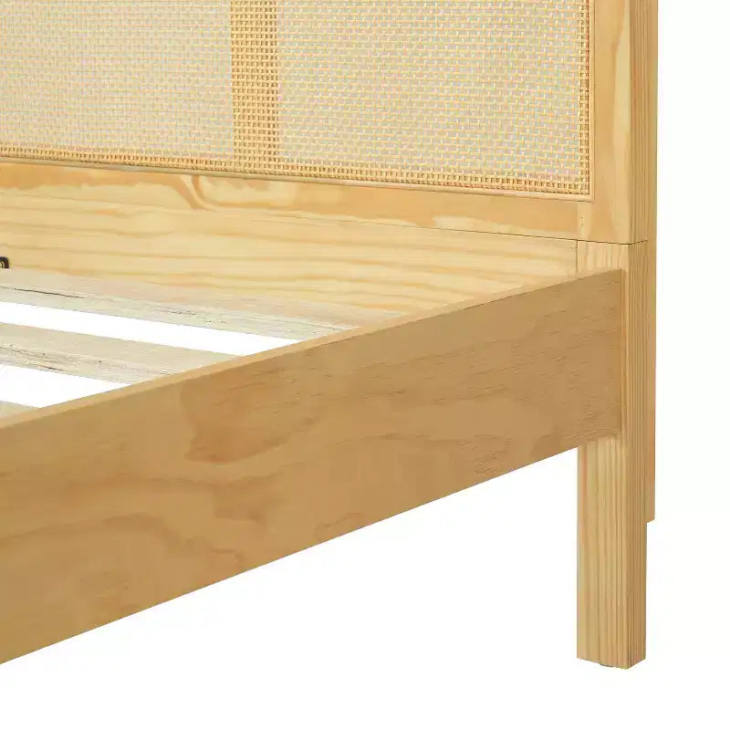 Christopher Knight Home Callahan Modern Boho Wood Platform Bed Frame with Rattan Headboard
