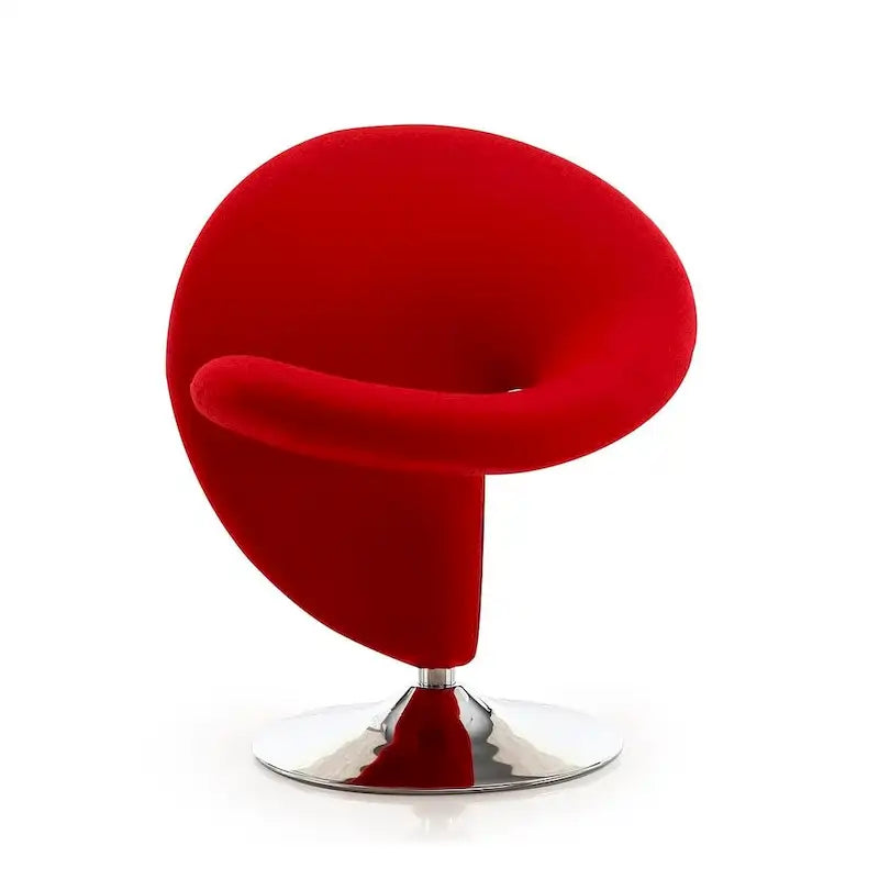 Poltrona girevole d'accento Manhattan Comfort Curl in misto lana e cromo (set da 2)