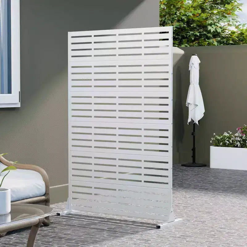 MAYEERTY 72x47 inch wit privacy-scherm voor buiten, 6-delige set met natuurlijk inklapbaar kamerscherm voor achtertuin en tuin