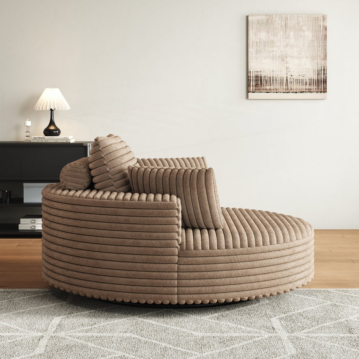 Einzelner Drehstuhl aus Cord-Chenille-Schaumstoff