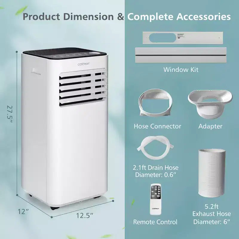 Costway 8000 BTU Portable Air Conditioner 3-in-1 Air Cooler with Fan Dehum Sleep Mode