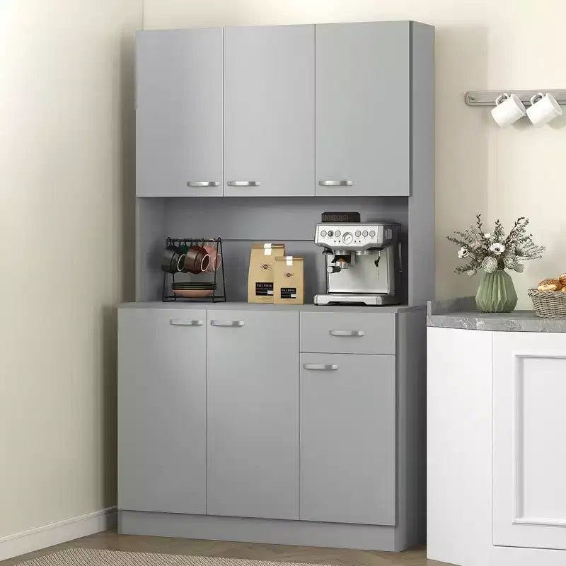71 Kitchen Pantry Cabinet, Tall Storage Cabinet with Microwave Stand, Modern Kitchen Hutch,3 Adjustable Shelves for Living Room, Dining Room