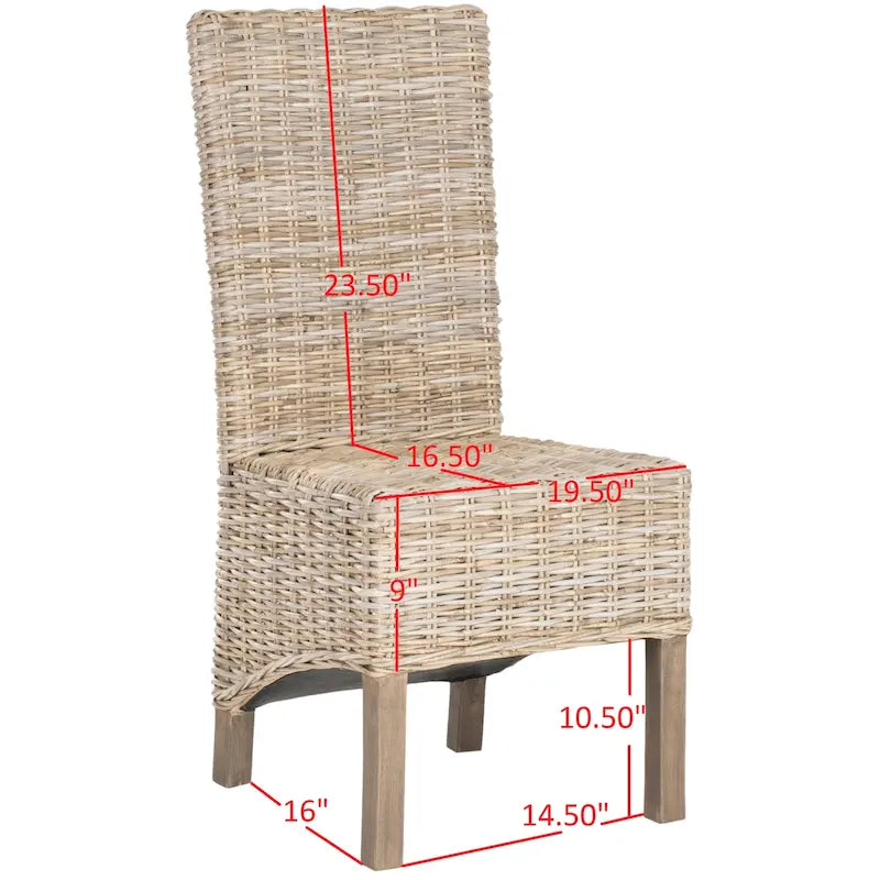 Set di 2 sedie da pranzo in vimini naturale, 19 L x 22 P x 41 H, stile boho costiero