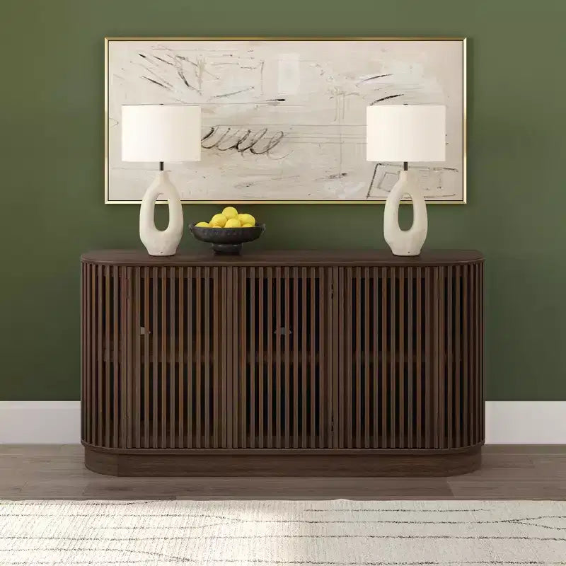 Buffet en bois massif Plank+Beam Contour avec 3 portes, meuble TV de 59 po pour salon