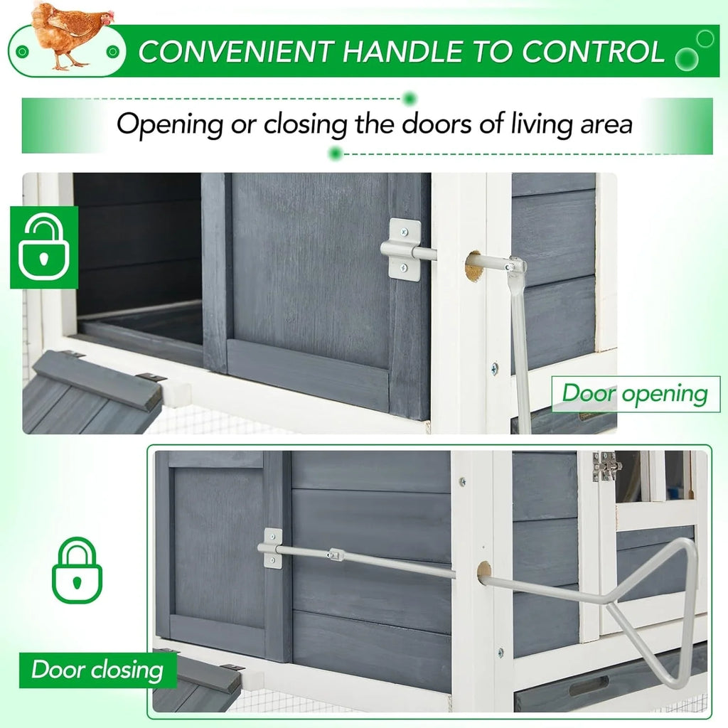 AECOJOY 144'' groot kippenhok met ren, houten hok en pluimveekooi