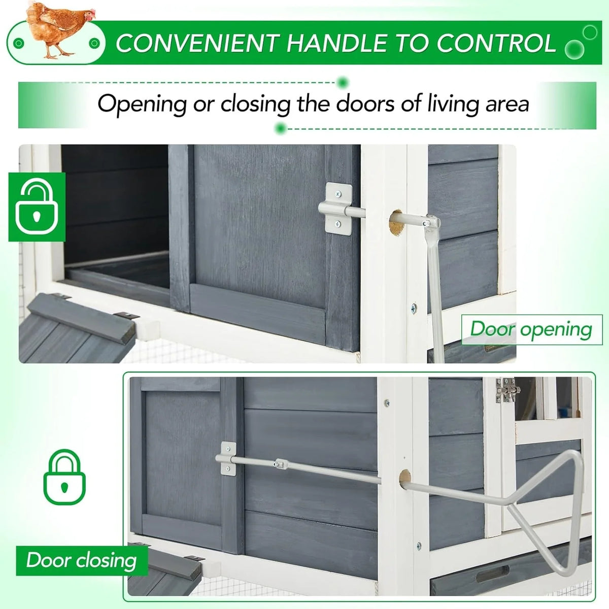 AECOJOY 144'' groot kippenhok met ren, houten hok en pluimveekooi