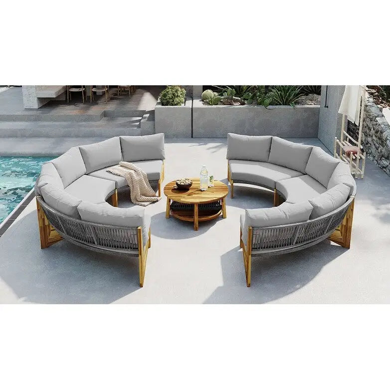 Ensemble de salon extérieur pour 6 personnes avec coussins et 1 table basse