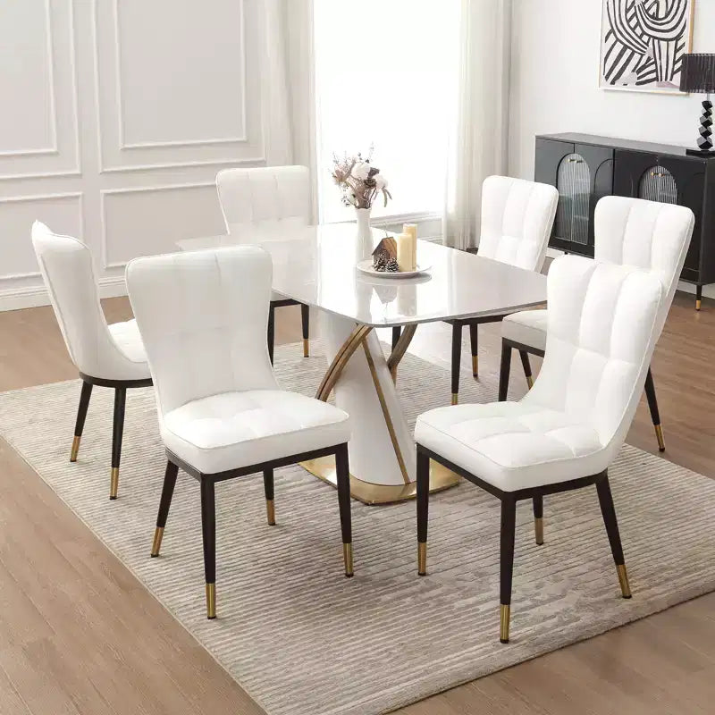 Set di 6 sedie da sala da pranzo Bekrvio, moderne, con seduta imbottita in finta pelle e schienale alto, gambe in metallo, senza braccioli, per cucina e soggiorno