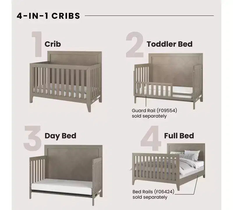 Child Craft Kieran kiságy, kétfiókos komód és szekrény babaszobai garnitúra, 3 részes, 4 az 1-ben átalakítható kisággyal, komóddal és szekrénnyel