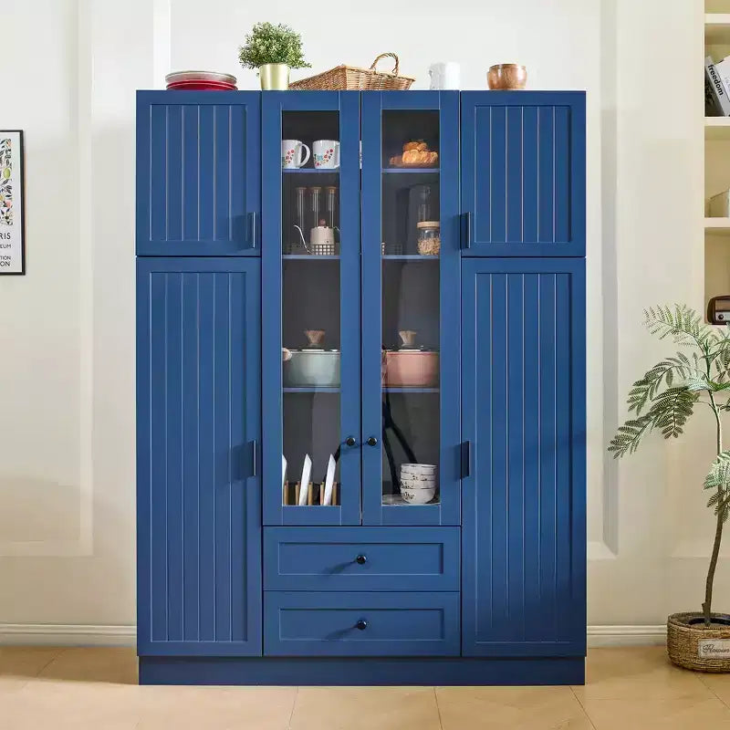 Dispensa da cucina indipendente Whisen alta 71'', grande mobile contenitore per sala da pranzo con credenza e buffet a 6 ante, ripiani regolabili