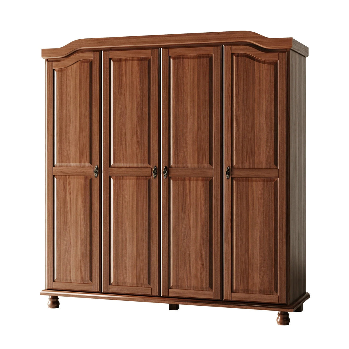 Palace Imports Kyle 4-türiger Kleiderschrank aus 100 % Massivholz mit Türen aus Massivholz oder Spiegelglas