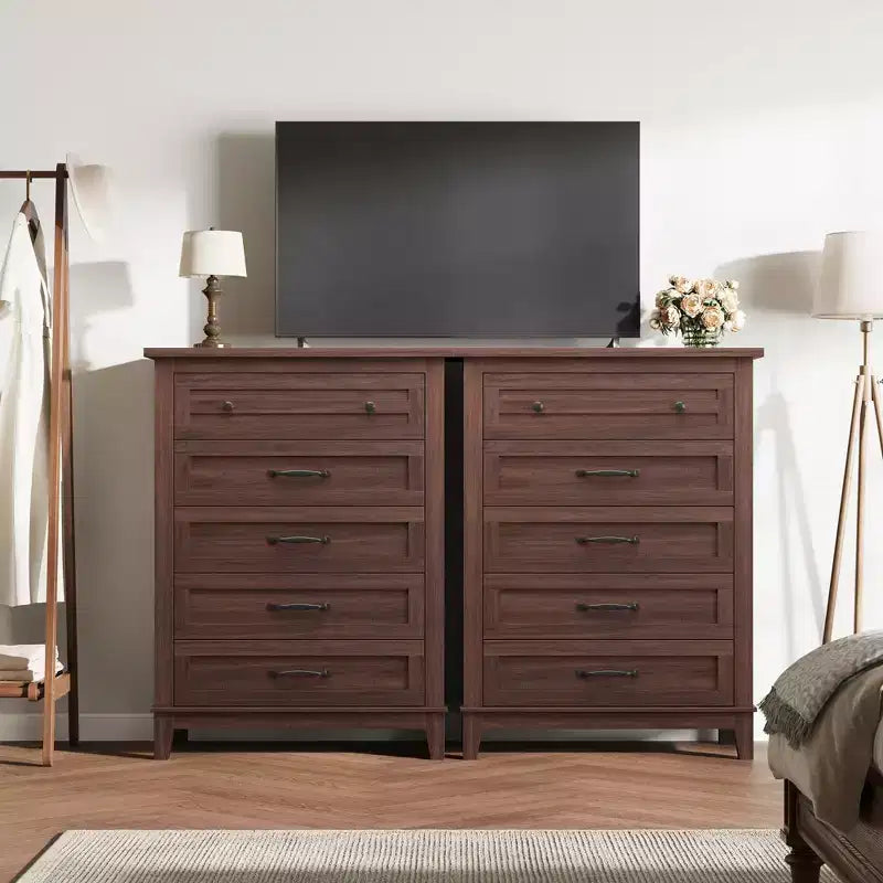 41.3 Tall Vertical Dresser - 5-Drawer Freestanding Storage Chest for Bedroom & Living Room