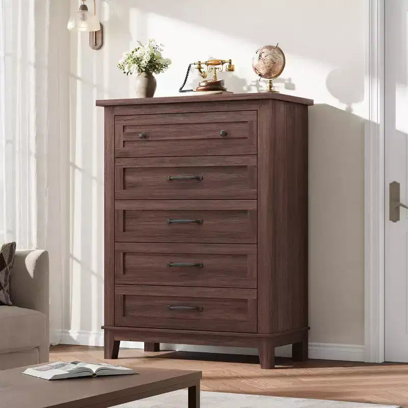 41.3 Tall Vertical Dresser - 5-Drawer Freestanding Storage Chest for Bedroom & Living Room