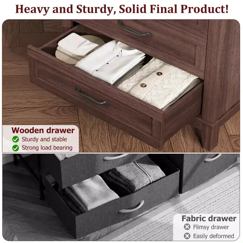 41.3 Tall Vertical Dresser - 5-Drawer Freestanding Storage Chest for Bedroom & Living Room