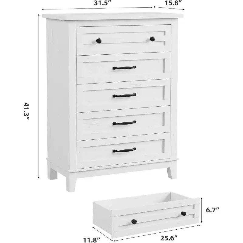 41.3 Tall Vertical Dresser - 5-Drawer Freestanding Storage Chest for Bedroom & Living Room