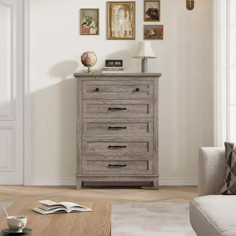 41.3 Tall Vertical Dresser - 5-Drawer Freestanding Storage Chest for Bedroom & Living Room