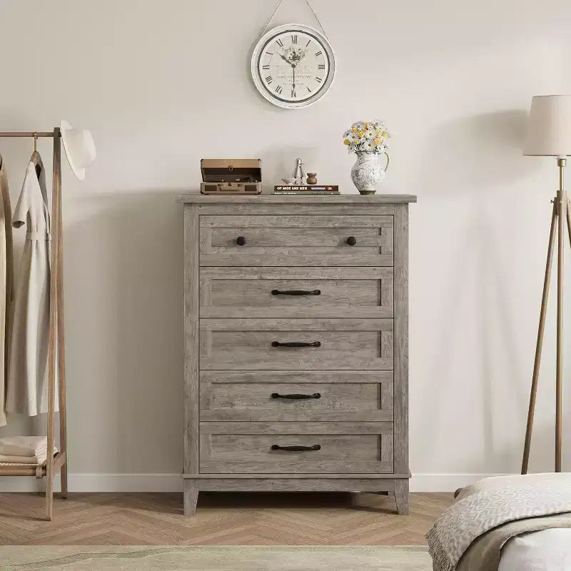 41.3 Tall Vertical Dresser - 5-Drawer Freestanding Storage Chest for Bedroom & Living Room