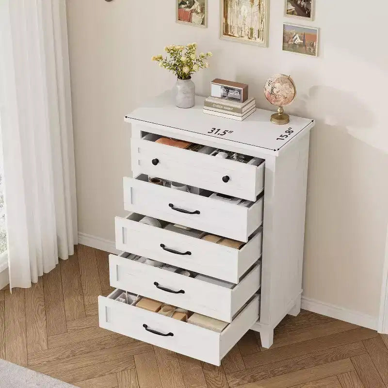 41.3 Tall Vertical Dresser - 5-Drawer Freestanding Storage Chest for Bedroom & Living Room