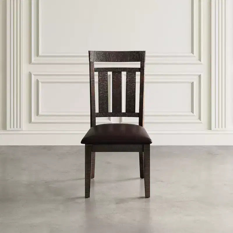 Distressed Rustic Solid Acacia Upholstered Slat-back Dining Chair (Set of 2)
