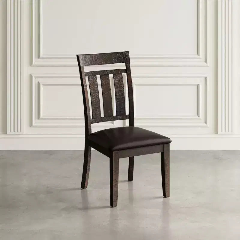 Distressed Rustic Solid Acacia Upholstered Slat-back Dining Chair (Set of 2)