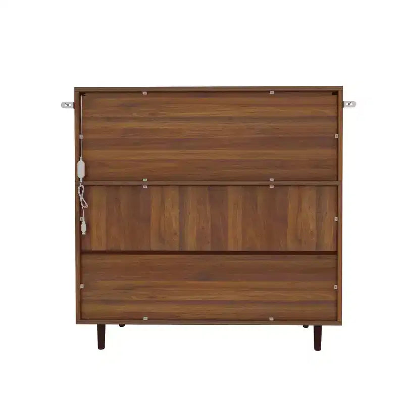 Vintage Style Side Storage Cabinet Buffet Accent Cabinet with LED Lighting and Acrylic Sliders for Display and Organization
