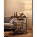 3-Tier Kitchen Serving Cart with Removable Tray - Mobile Utility Cart with Wheels & Brakes, Rustic Brown and Black