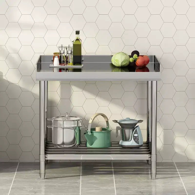 36" NSF Stainless Steel Prep Table with Backsplash, Adjustable Commercial Workstation for Restaurants & Home Kitchens