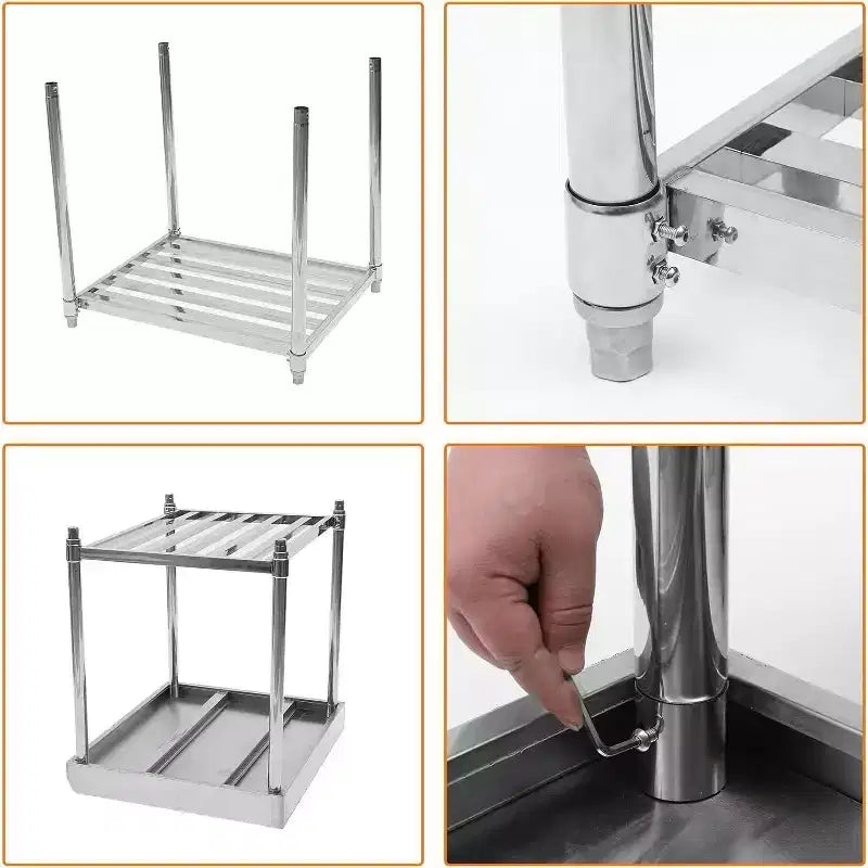 36" NSF Stainless Steel Prep Table with Backsplash, Adjustable Commercial Workstation for Restaurants & Home Kitchens
