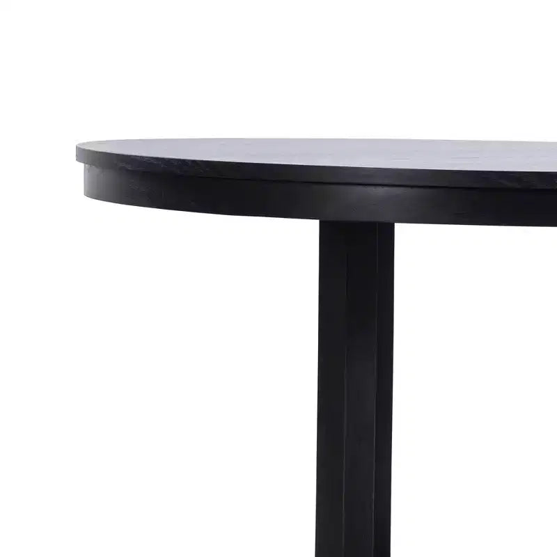 59 x 59 Solid Wood Farmhouse Dining Table Round Wood Texture Top with Cross X Base for Modern Dining Rooms & Family Gatherings, Black