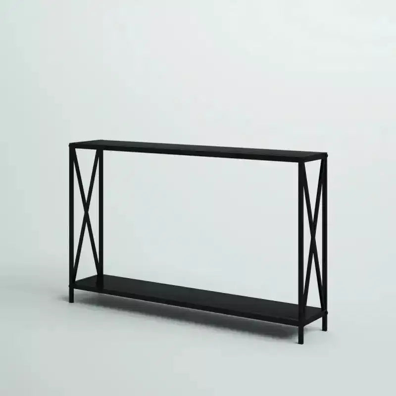 Slim Profile Console Table with X-Frame and Lower Shelf