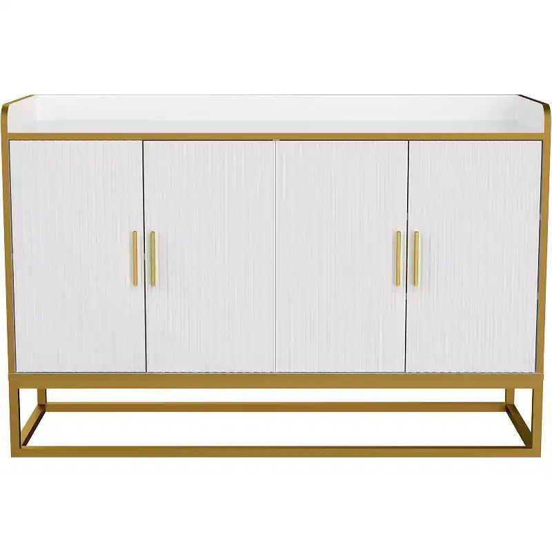 Contemporary Kitchen Buffet Cabinet with Countertop Safety Fence, Freestanding Sideboard Storage for Dining Room, Entryway, Bedroom
