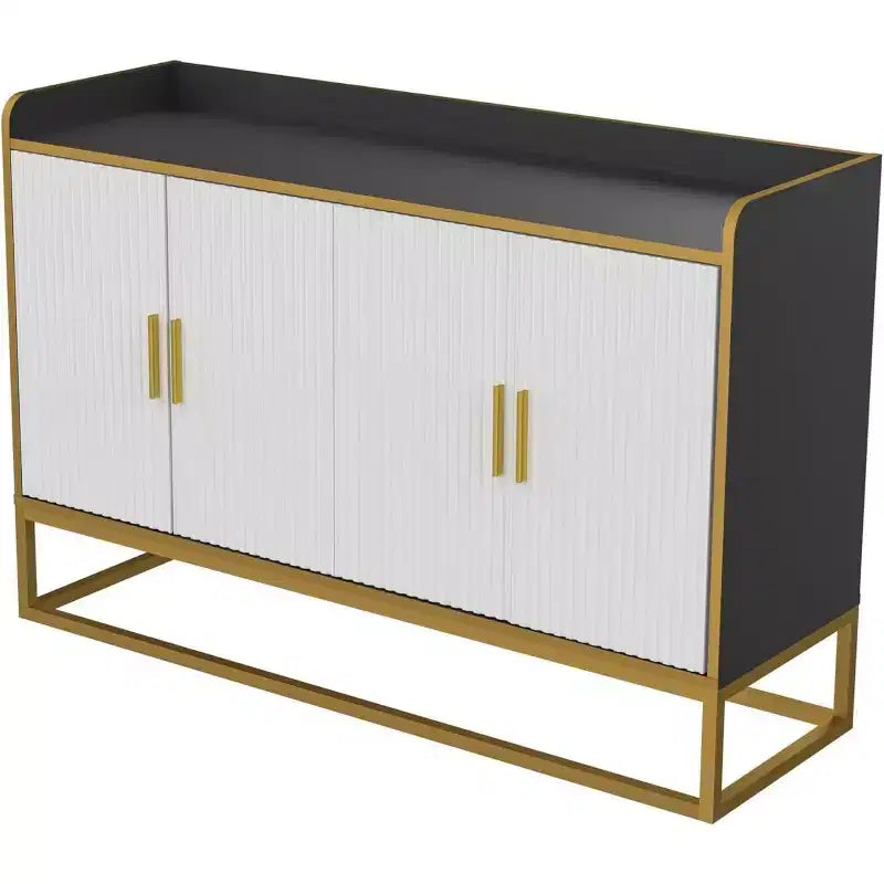 Contemporary Kitchen Buffet Cabinet with Countertop Safety Fence, Freestanding Sideboard Storage for Dining Room, Entryway, Bedroom