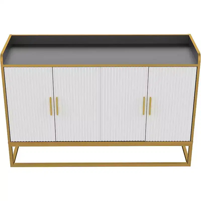 Contemporary Kitchen Buffet Cabinet with Countertop Safety Fence, Freestanding Sideboard Storage for Dining Room, Entryway, Bedroom