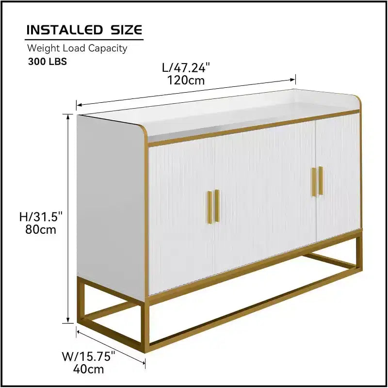 Contemporary Kitchen Buffet Cabinet with Countertop Safety Fence, Freestanding Sideboard Storage for Dining Room, Entryway, Bedroom