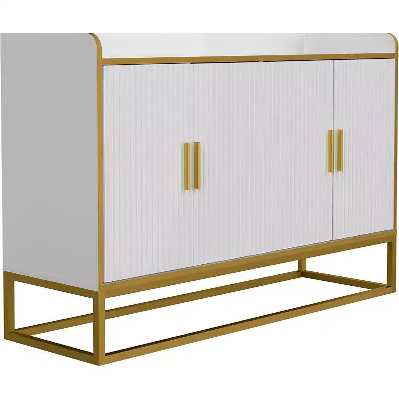 Contemporary Kitchen Buffet Cabinet with Countertop Safety Fence, Freestanding Sideboard Storage for Dining Room, Entryway, Bedroom
