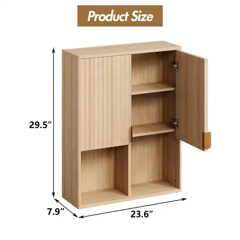 Bathroom Wall Cabinet,Natural Finish Bathroom OrganizerOver Toilet Storage Cabinet with Adjustable Shelf, Wooden Medicine Cabinet with Hinges