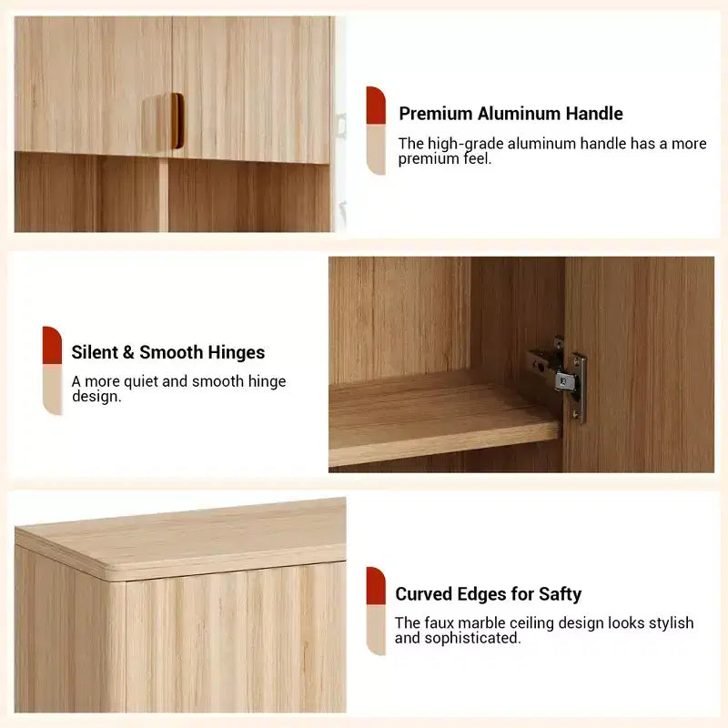 Bathroom Wall Cabinet,Natural Finish Bathroom OrganizerOver Toilet Storage Cabinet with Adjustable Shelf, Wooden Medicine Cabinet with Hinges