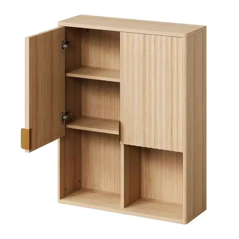 Bathroom Wall Cabinet,Natural Finish Bathroom OrganizerOver Toilet Storage Cabinet with Adjustable Shelf, Wooden Medicine Cabinet with Hinges